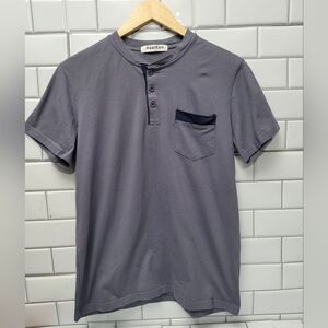 HAWITON  Men’s Short Sleeve Sleep Lounge Shirt 3/4 Button Front Color  gray Si